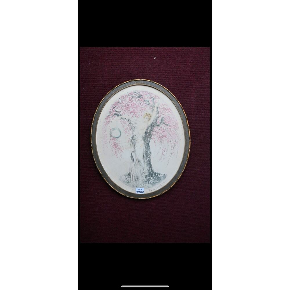 Louis Icart “Springtime” – Rare Oval Etching & Aquatint – Signed Art Deco